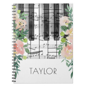 Caderno Espiral piano das flores aquáticas