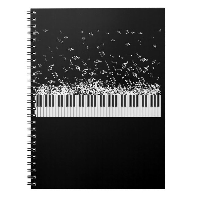 Caderno Espiral Piano Music Notes Instrument Musician Pianist (Frente)