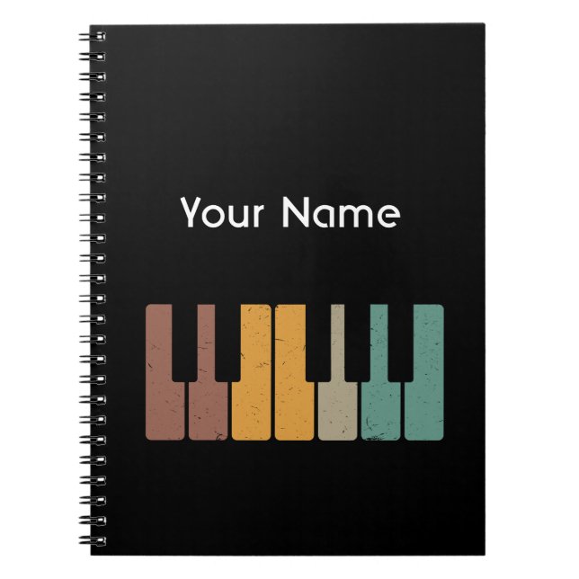 Caderno Espiral Piano Personalizado Vintage (Frente)