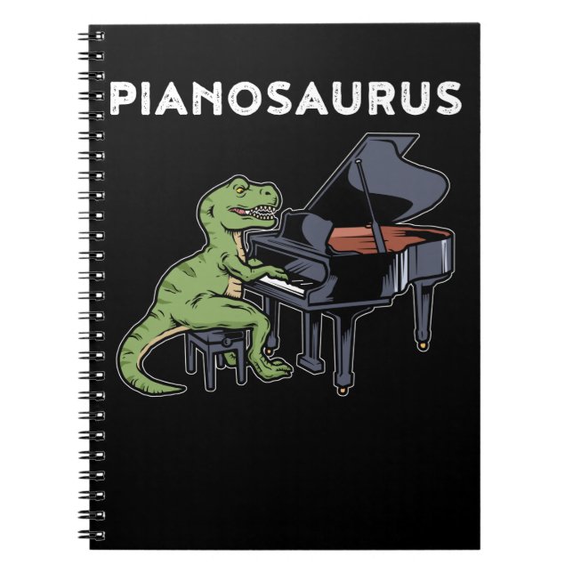 Caderno Espiral Piano Piano Gift Kids Pianista Dinossauro Piano Mú (Frente)