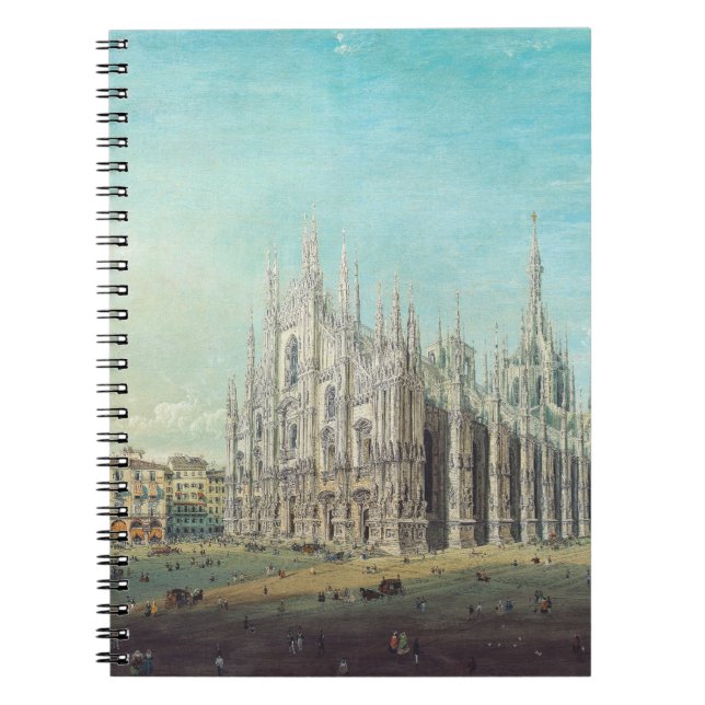 Caderno Espiral Piazza del Duomo em Milão, por Carlo Bossoli (Frente)
