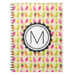 Caderno Espiral Picles e Monograma Personalizado Sorvete