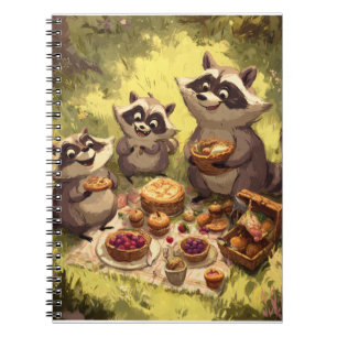 Caderno Espiral Picnic da família Raccoon Whimsic