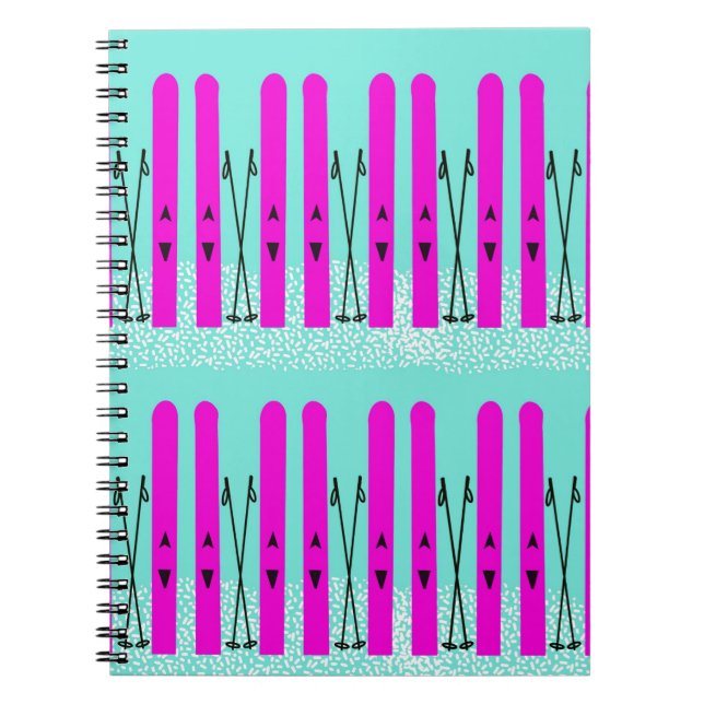 Caderno Espiral Picos roxos no notebook azul (Frente)