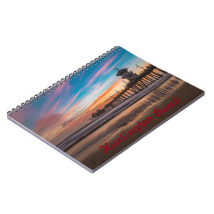 Caderno Espiral Pier de Huntington Beach ao pôr do sol