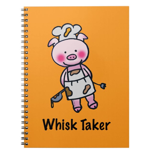 Caderno Espiral Pig Pig Taker - Design Divertido de Chef (Frente)
