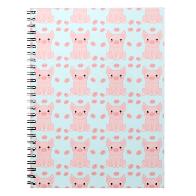 Caderno Espiral Piglet Azul Cor-de-rosa-branca (Frente)
