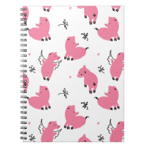 Caderno Espiral Piglet Fantasy: Design Whimsical Seamless.