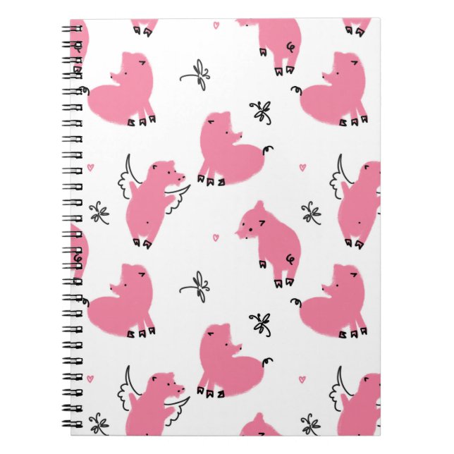 Caderno Espiral Piglet Fantasy: Design Whimsical Seamless. (Frente)