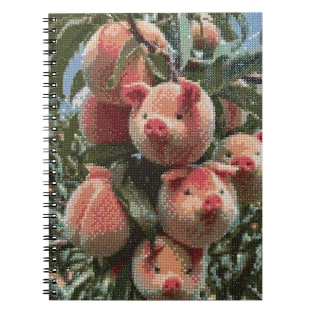 Caderno Espiral Piglets De Ramificação De Pêssego - Pintura De Dia (Frente)