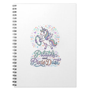 Caderno Espiral Pilates de Unicórnio e Poeira de Fada Fundo Branco
