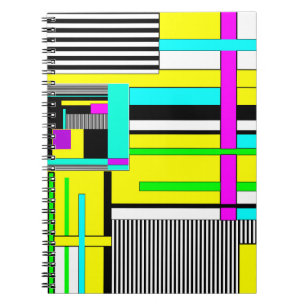 Caderno Espiral Pillo de néon geométrico abstrato geométrico brilh