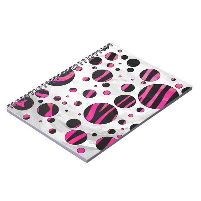 Caderno Espiral Piloka Dot Zebra Preta e Rosa Quente (Left Side)