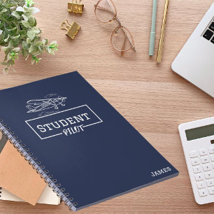 Caderno Espiral Piloto de Estudante Cessna Avião Nuvem Nome Person