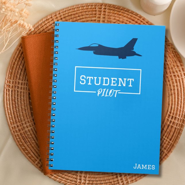 Caderno Espiral Piloto de estudante F-16 Falcon Avião Personalizad (Criador carregado)