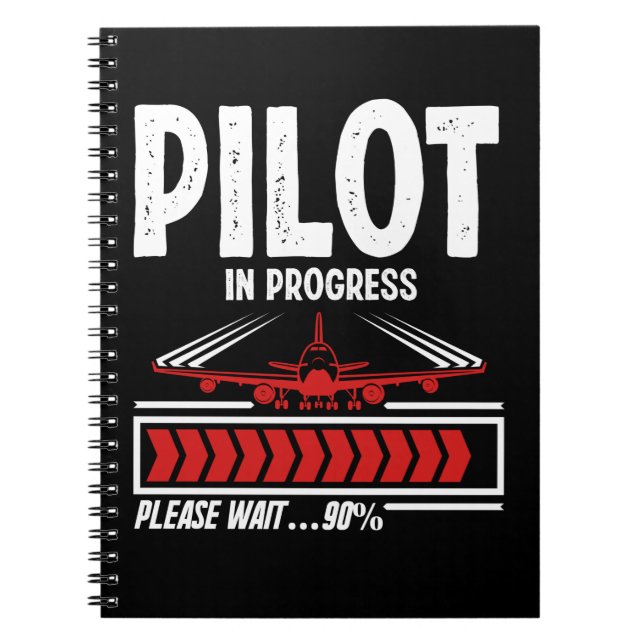 Caderno Espiral Piloto Funny Piloto de Avião de Progresso Piloto (Frente)