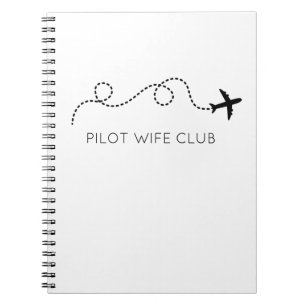 Caderno Espiral PILOTO WIFE CLUB Voadora Avião Negro Branco
