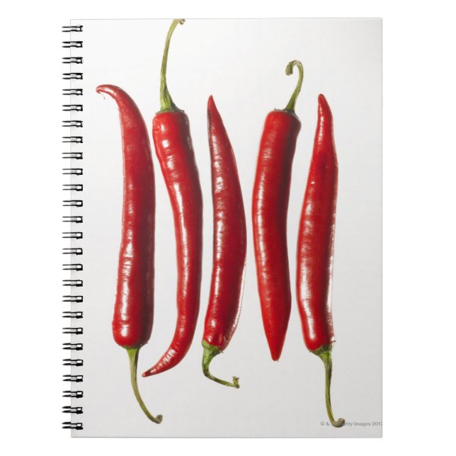 Caderno Espiral Pimentos Chili em Fila (Frente)