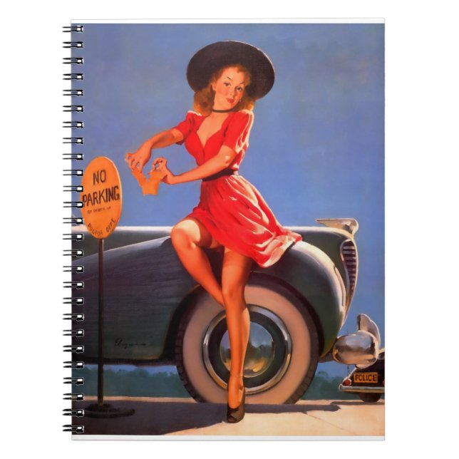 Caderno Espiral Pin Up Girl NO ESTACIONAMENTO (Frente)