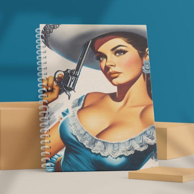 Caderno Espiral Pin-up Retro do Velho Oeste (Criador carregado)