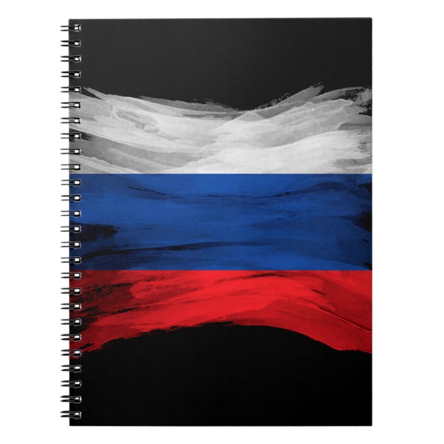 Caderno Espiral Pincel da bandeira russa derrame, bandeira naciona (Frente)