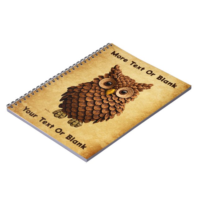 Caderno Espiral Pine Cone Owl (Left Side)
