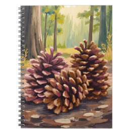 Caderno Espiral Pine Cones | Fall Autumn Watercolor Forest