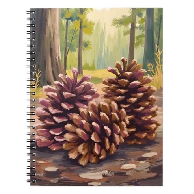 Caderno Espiral Pine Cones | Fall Autumn Watercolor Forest (Frente)