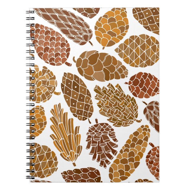 Caderno Espiral Pine cones, padrão sem descontinuidades (Frente)