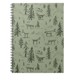 Caderno Espiral Pine Deer Lake Life - Sage Green Woodland Standard