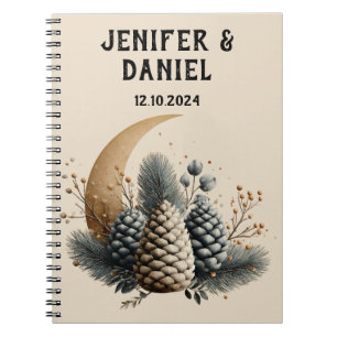 Caderno Espiral Pinecones e Crescent Moon Winter Love