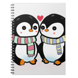 Caderno Espiral Pinguim Amor de Inverno Personalizado