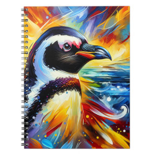 Caderno Espiral Pinguim Aurora – Espírito Oceânico Abstrato