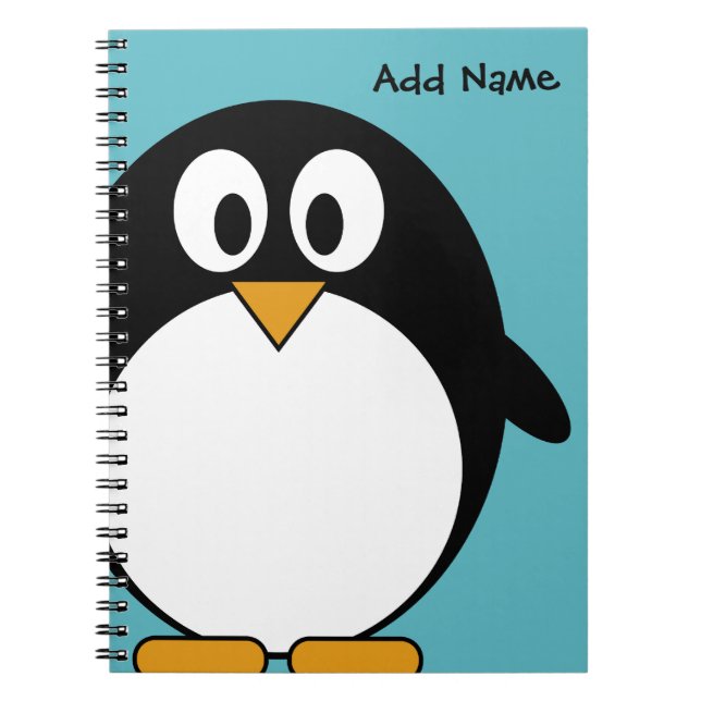 Caderno Espiral Pinguim bonito dos desenhos animados (Frente)