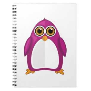 Caderno Espiral Pinguim Cartoon Kawaii Violeta Vermelho Fofo Anima