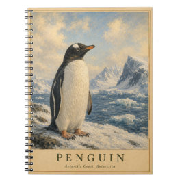 Caderno Espiral Pinguim Costa Antártica VINTAGE