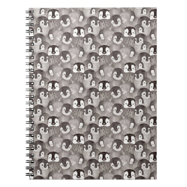 Caderno Espiral Pinguim De Bebê Com Melhor Amigo De Aquarela (Frente)