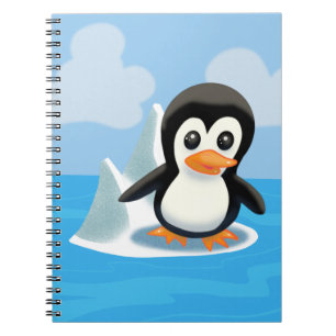 Caderno Espiral Pinguim de Cartoon Adorável