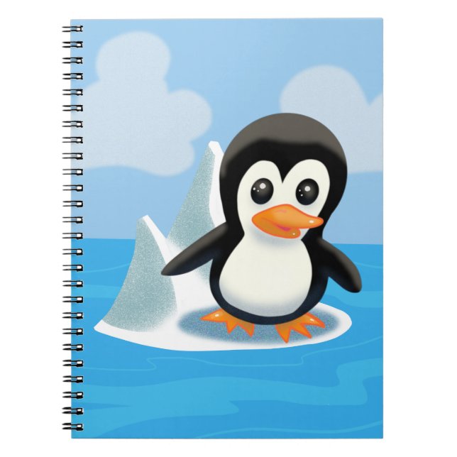 Caderno Espiral Pinguim de Cartoon Adorável (Frente)
