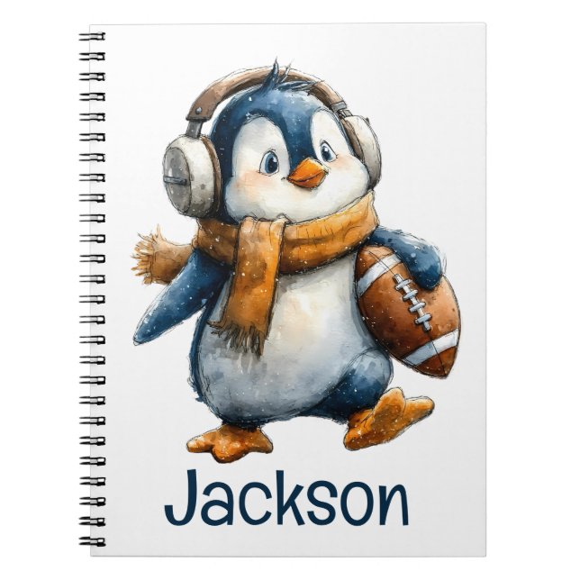 Caderno Espiral Pinguim de Futebol de Inverno Personalizado Infant (Frente)