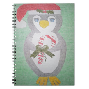 Caderno Espiral Pinguim de Natal bonito