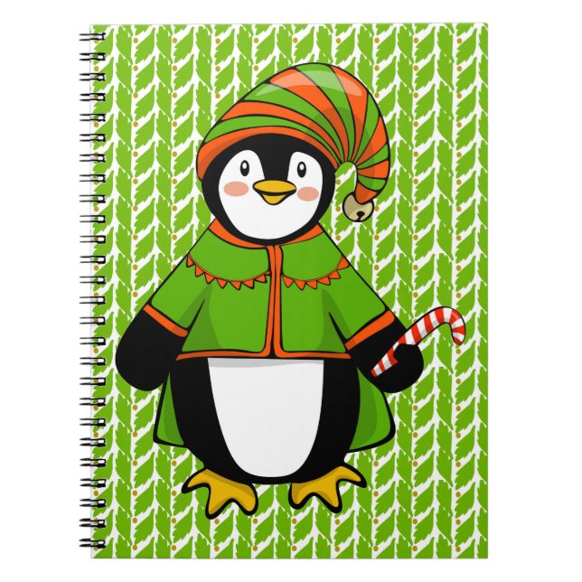 Caderno Espiral Pinguim de Natal Elf (Frente)