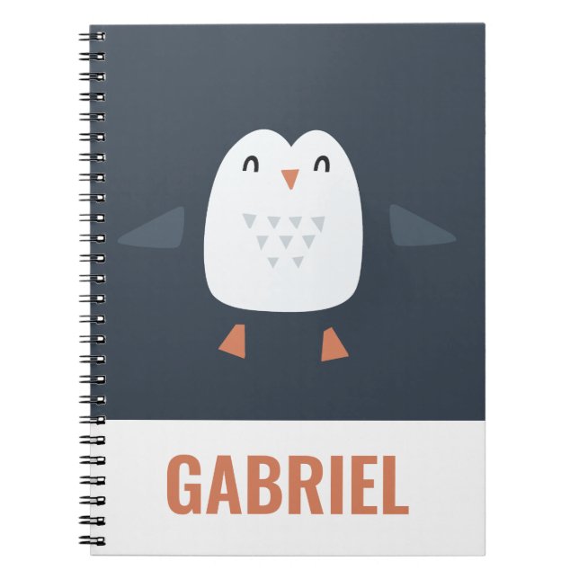 Caderno Espiral pinguim engraçado e festivo, crianças personalizad (Frente)