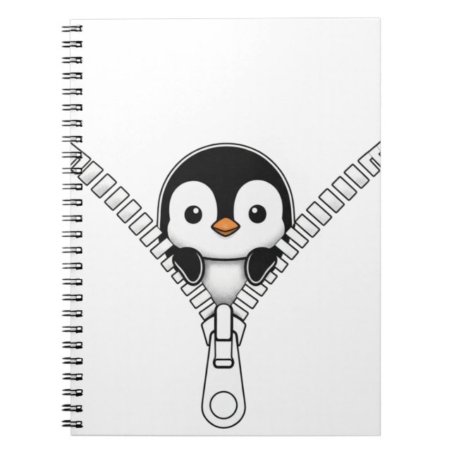 Caderno Espiral Pinguim Engraçado Espia  (Frente)