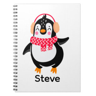 Caderno Espiral Pinguim Jolly Natal em Scarf com Malgas