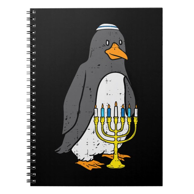 Caderno Espiral Pinguim judeu-pinguim Menorah Animal Hanukkah Paj (Frente)