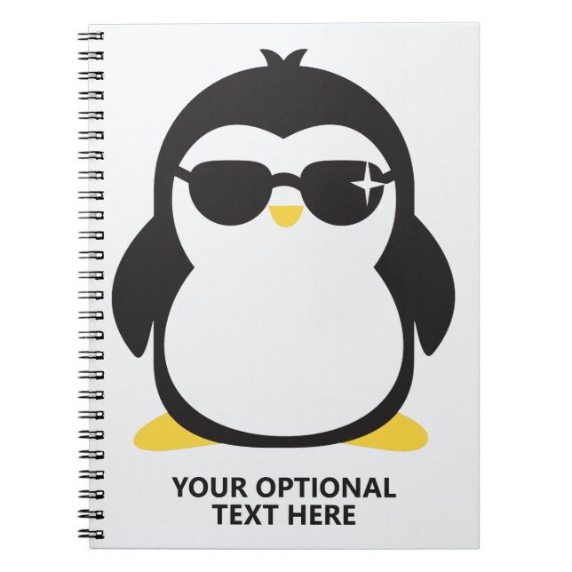 Caderno Espiral Pinguim legal de texto personalizado (Frente)