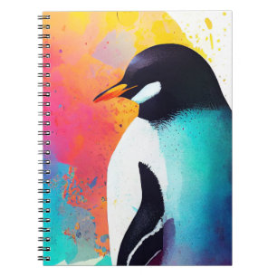Caderno Espiral Pinguim Natureza Selvagem Pintura De Cor Animal