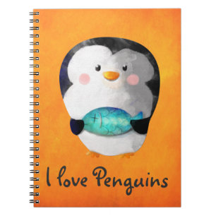 Caderno Espiral Pinguim pequeno bonito