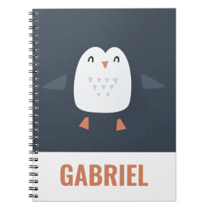 Caderno Espiral pinguim personalizado infantil festivo engraçado f